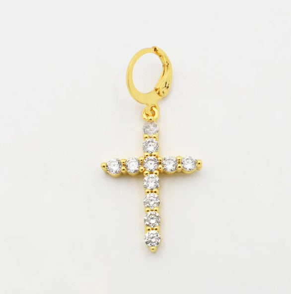 Gold Crystal Cross Charm