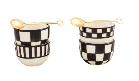 Black & White Check/Stripe Tidbit Sets