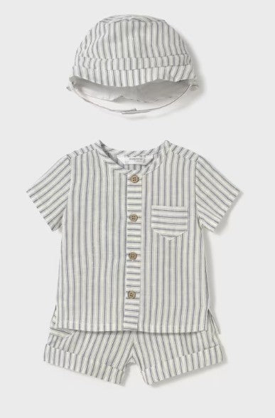 Newborn 3-Piece Striped Set with Hat