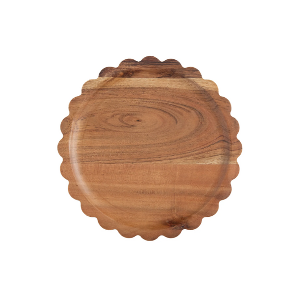 Scalloped Acacia Wood Tray Sm