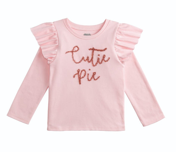 Cutie Pie Pumpkin Tinsel Tee in Pink