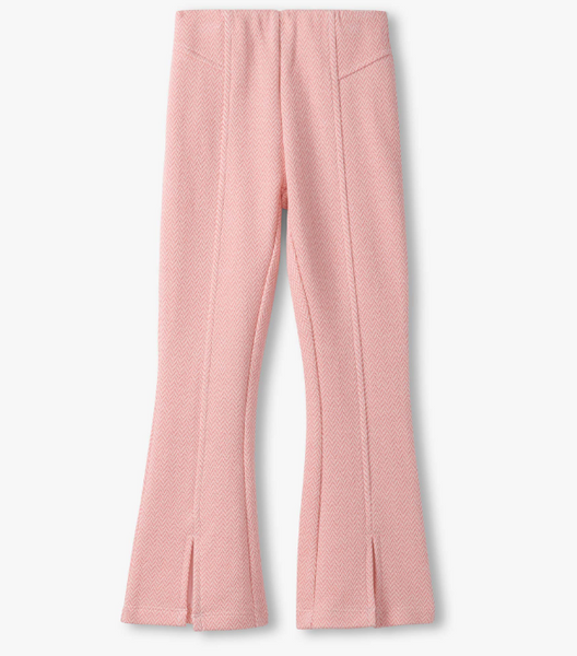 Flamingo Pink Herringbone Bell Bottoms