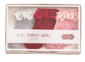 3 Pack Baby Sparkle Lurex Socks
