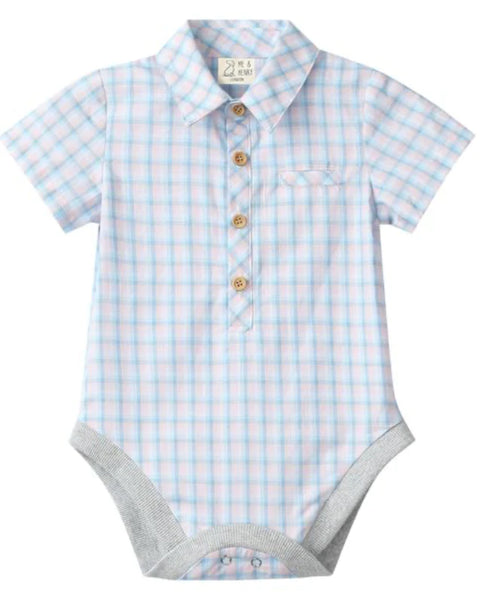 Pink/Blue Plaid Helford Onesie