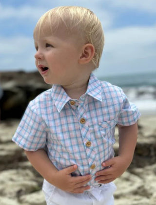 Pink/Blue Plaid Helford Onesie
