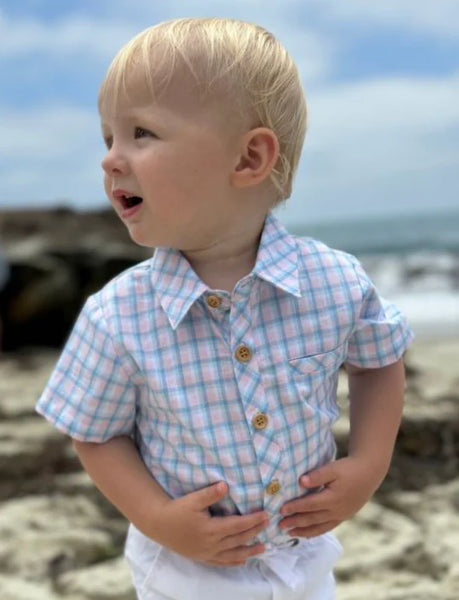 Pink/Blue Plaid Helford Onesie