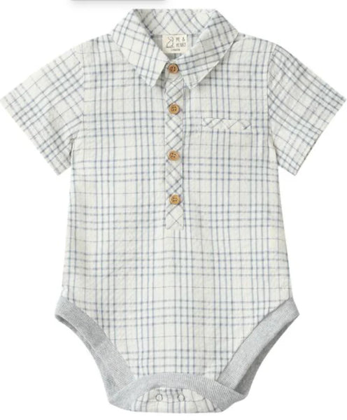Chambray/Cream Plaid Helford Onesie