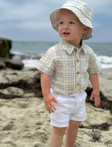 Chambray/Cream Plaid Helford Onesie