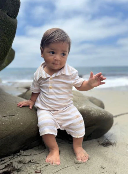 Beige/White Stripe Drift Romper