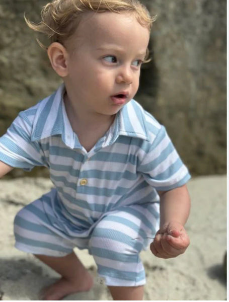 Pale Chambray/White Stripe Drift Romper