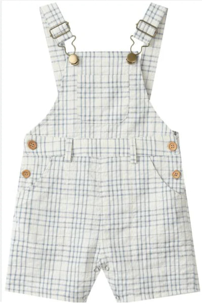 Galleon Woven Overalls in Chambray & Cream Plaid