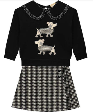 Houndstooth Fancy Pups Top and Skort Set