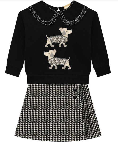 Houndstooth Fancy Pups Top and Skort Set
