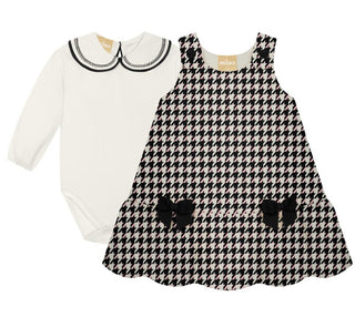 Houndstooth Dress with Collared Onsie Set