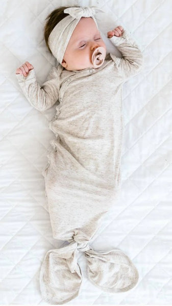 Oat Newborn Knotted Gown