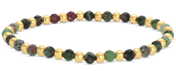 4mm Stone & Gold Bead Stretch Bracelet (in Assorted Colors)