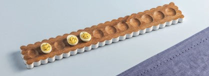 Scalloped Wood Deviled Egg Tray