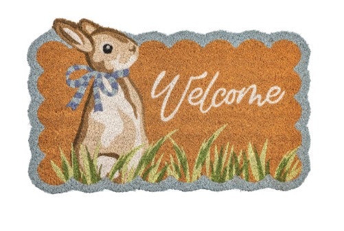 Easter Scalloped Door Mat with Bunny