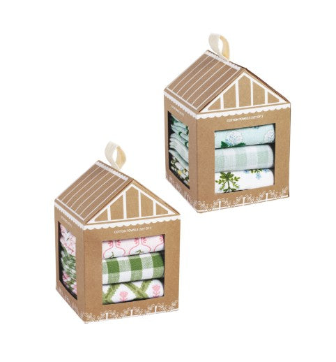 Spring Greenhouse Towel Set (in Blue or Pink)
