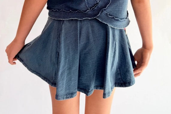 Indigo Yarn Denim Skort