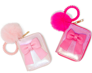 Shiny Jumbo Bow Spiral Strap Wallet (Hot Pink or Pink)