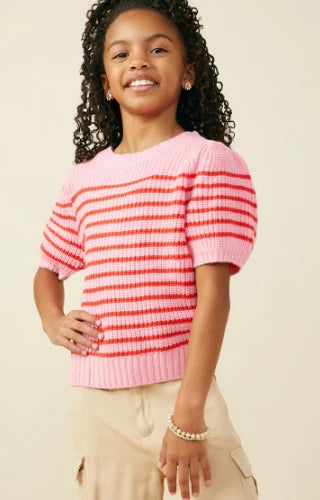 Puff Sleeve Pink Sweater