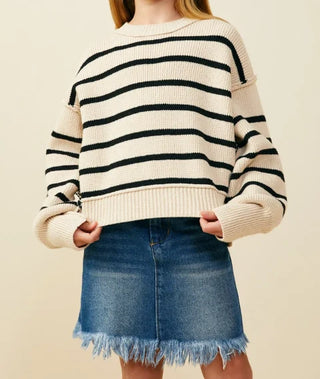 Drop Shoulder Stripe Sweater