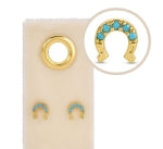 Horseshoe Earrings with Light Blue Pave on Velvet Tag