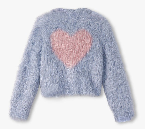 Glitter Heart Blue Metallic Cardigan
