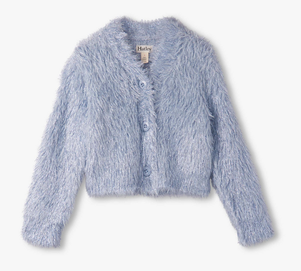 Glitter Heart Blue Metallic Cardigan