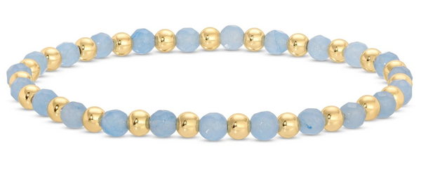 4mm Stone & Gold Bead Stretch Bracelet (in Assorted Colors)