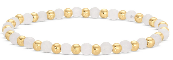 4mm Stone & Gold Bead Stretch Bracelet (in Assorted Colors)