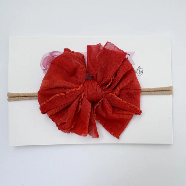 Burnt Orange Skinny Mini Ruffled Headband