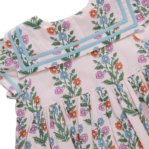 Elowen Dress - Pink Dewdrop Block Print