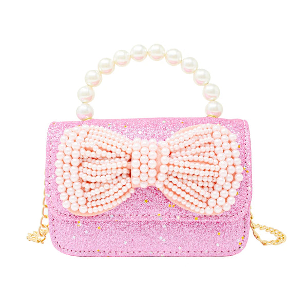 Sparkle Bow & Pearl Handle Bag Purse