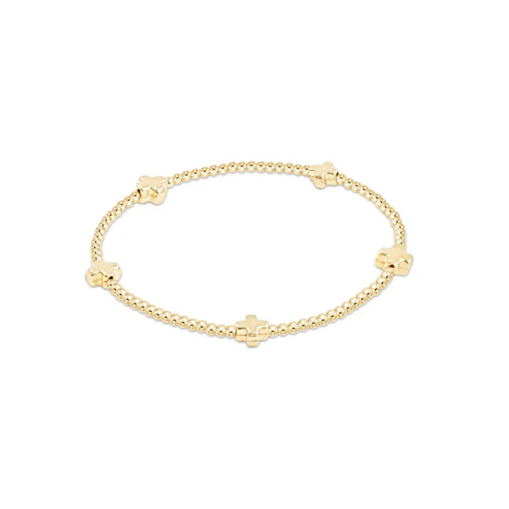 Enewton Signature Cross Small Gold 2mm Bead Bracelet Gold