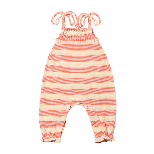 Victoria Romper in Coral Rib Stripe