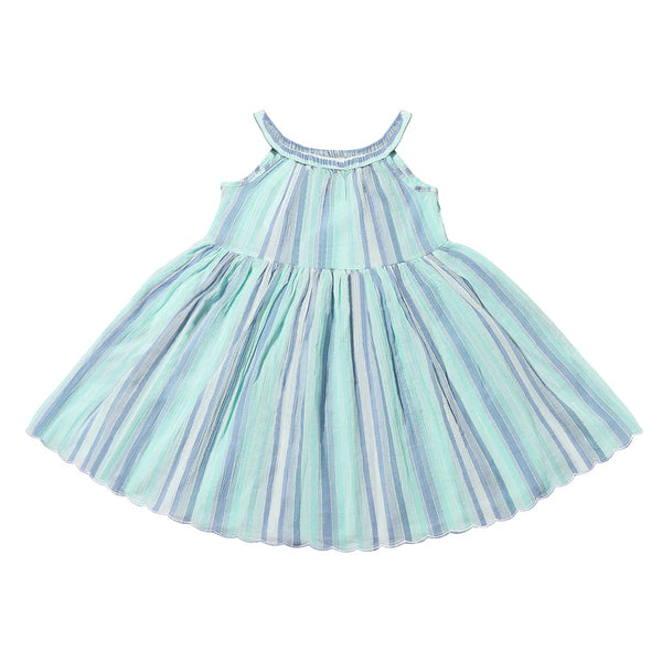 Stella Dress in Blue & Aqua Stripe