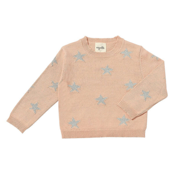 Robyn Knit Sweater in Pink with Silver Stars