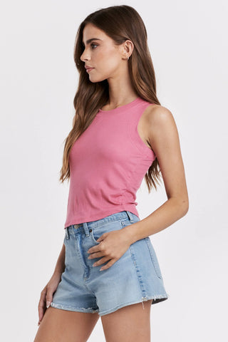 Cleo Ribbed Tank- Soft Cherry