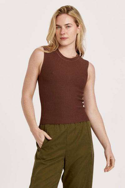 Stirling Ribbed Tank Top - Hickory