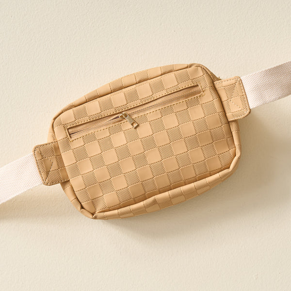 Urban Check Belt Bag- Tan