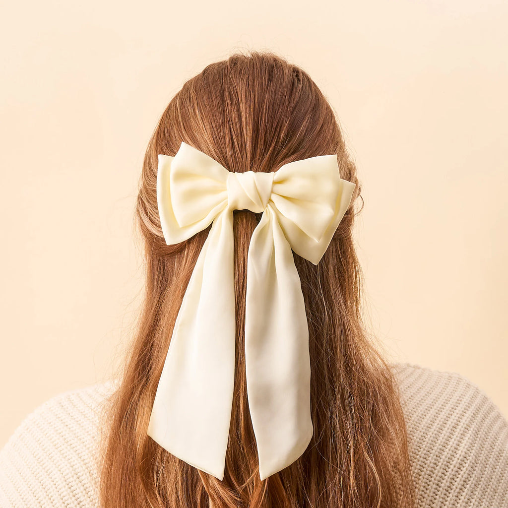 Satin Hair Bow- Cream