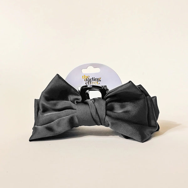 Satin Bow Claw Clip - Black