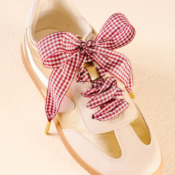 Shoelaces - Gingham Burgundy
