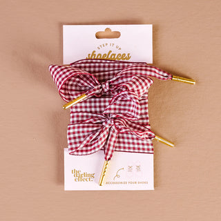 Shoelaces - Gingham Burgundy
