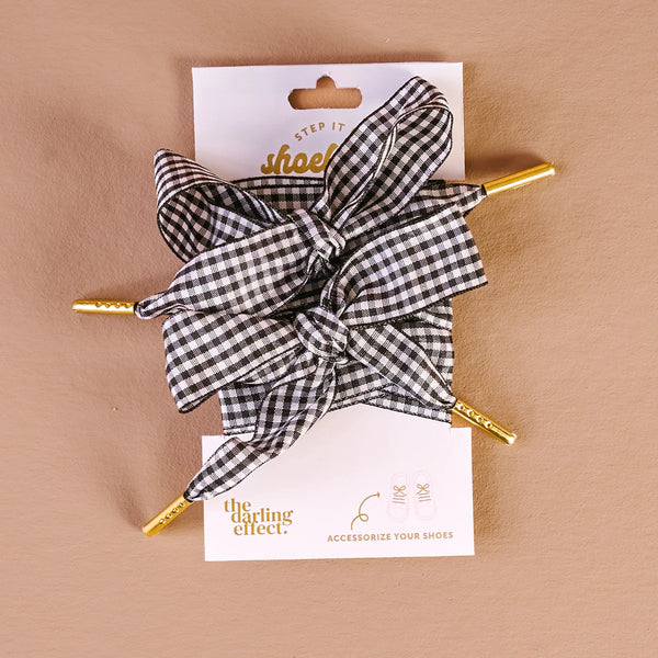Shoelaces - Gingham Black