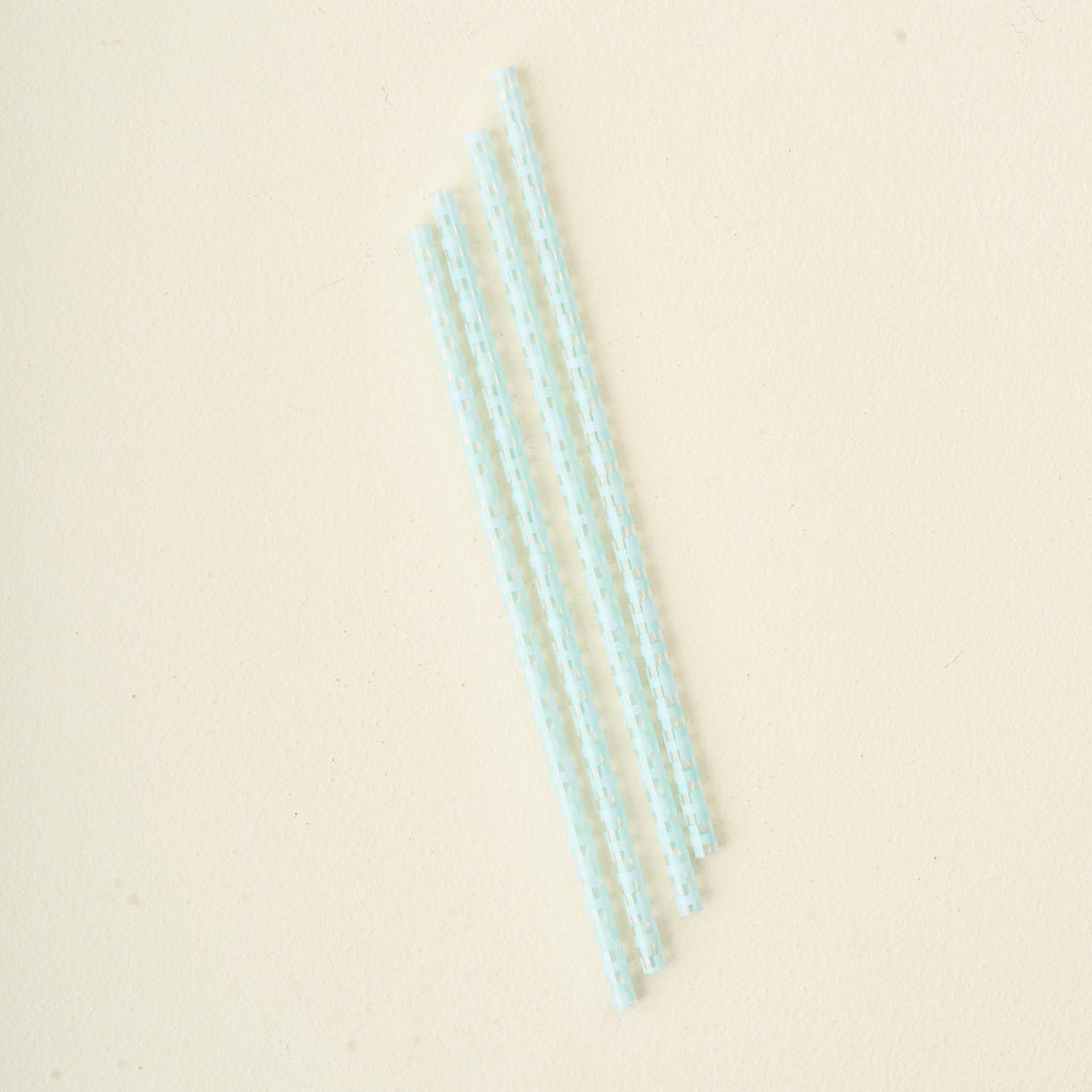 40 oz Blue Check Straw Set