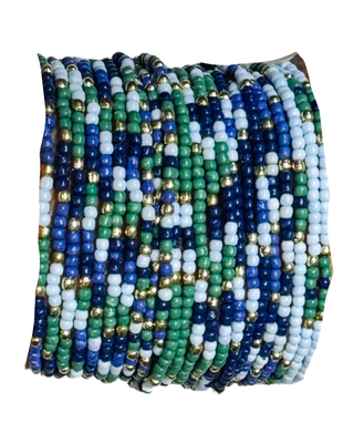 2mm Stretch Seed Bead Bracelets with Gold Bead Accents