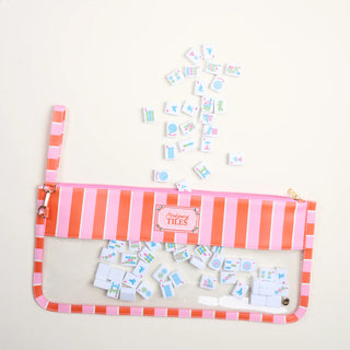 Mahjong Tile Keeper Pouch - Sicily Stripes Pink